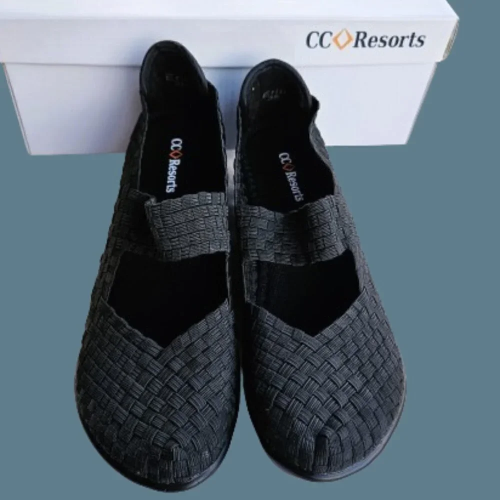 NWB CC Resorts Black Erin Wedge - EU 38/ 7.5-8 US